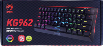 MARVO KG962 Mechanical Gaming Keyboard – 60% Compact Design, Rainbow Backlit, Full Anti-Ghosting, N-Key Rollover, Red Switches, UK Layout