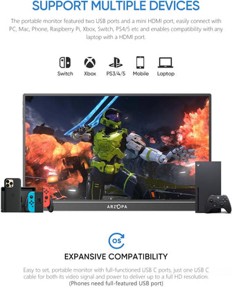 Buy ARZOPA,ARZOPA 16.1" FHD 144Hz IPS Portable Monitor - HDMI/USB-C - Eye Protection for Laptop, PC, Mac, PS3/4/5, Xbox - Gadcet UK | UK | London | Scotland | Wales| Near Me | Cheap | Pay In 3 | Monitors