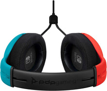 PDP Gaming LVL40 Stereo Headset with Mic for Nintendo Switch - PC, iPad, Mac, Laptop Compatible, Noise Cancelling, Lightweight, On-Ear, 3.5mm Jack - Neon Blue-Red