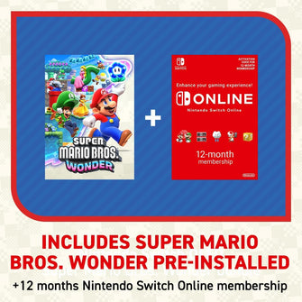 Nintendo Switch OLED Model (White) with Super Mario Bros. Wonder Pre-Installed + 12-Month Switch Online Subscription Code