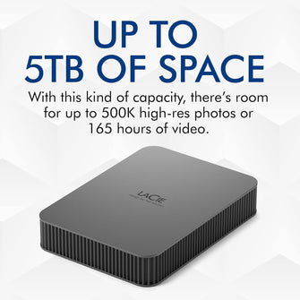 LaCie Mobile Drive 5TB Portable External Hard Drive for Mac & PC, Space Grey, with Data Rescue Service (STLR5000400)