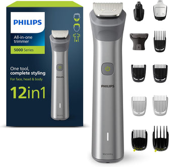 Philips Series 5000 All-in-one Trimmer, 12-in-1 Multigroom for face, head and body, One tool, complete styling, 14 length settings (0.5-16 mm) (Model: MG5950/15)