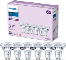 Philips LED Classic Spot Light Bulb 6-Pack – GU10, 50W, Cool White 4000K, Non-Dimmable, Indoor Home Lighting