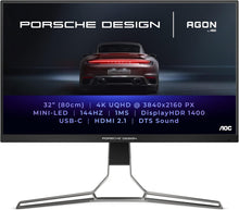 AOC AGON Porsche Design PD32M – 32-Inch 4K UHD Monitor, 144Hz, IPS, 1ms GTG, Light FX, Mini LED UHD, HDR 1400, HDMI 2.1, USB-C 3.2, DP 1.4