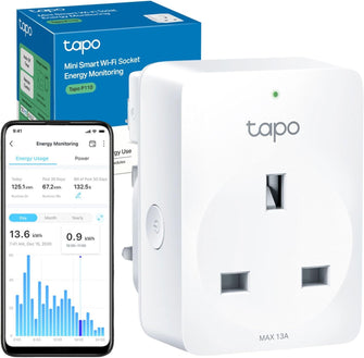 Tapo Smart Plug with Energy Monitoring - Remote Management via App, Scheduling, Timer, Device Sharing, Away Mode, Voice Control (Alexa & Google Home) - Tapo P110