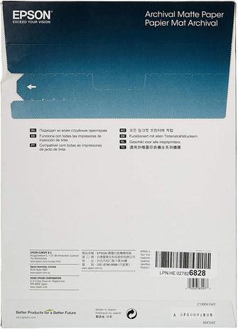 Epson C13S041342 Archival Matte Paper - A4, 210 x 297mm, 189 g/m², 50 Sheets, White