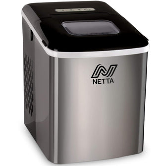 Buy NETTA,NETTA Ice Maker Machine, 12kg/24hr, Quick 10-Min Cubes, 1.8L Tank, No Plumbing Needed, Includes Scoop & Basket, Stainless Steel/Black - Gadcet UK | UK | London | Scotland | Wales| Near Me | Cheap | Pay In 3 | Small Kitchen Appliances