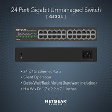 NETGEAR GS324 24-Port Gigabit Ethernet Switch | Unmanaged, Silent, Desktop/Wall/Rackmount