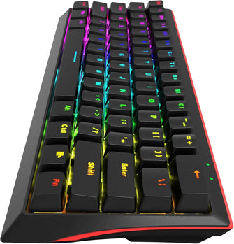 MARVO KG962 Mechanical Gaming Keyboard – 60% Compact Design, Rainbow Backlit, Full Anti-Ghosting, N-Key Rollover, Red Switches, UK Layout