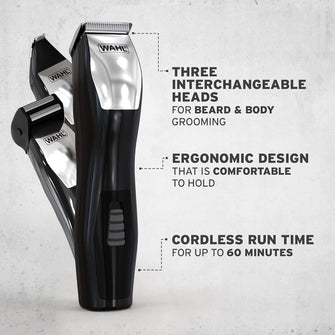 Wahl Groomsman 8-in-1 Multigroomer for Men - Face & Body Trimming, Beard & Stubble Trimmer, Nose Trimmer, 3 Interchangeable Heads, Grooming Set