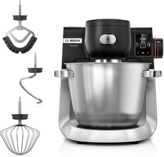 Bosch Series 6 Stand Mixer with Intelligent Sensing, Scale & Patisserie Set, 1600W - Black/Silver - 1