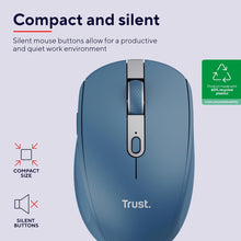 Trust Ozaa Silent Wireless Mouse - Bluetooth & 2.4GHz, Multi-Device, Eco-Friendly, Rechargeable, for Windows, Mac, Android, Laptop & PC - Blue