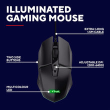 Trust Gaming GXT 109 Felox Gaming Mouse with 6 Programmable Buttons, Advanced Software, Multicolour LED Lighting, 200-6400 DPI, 1.5m USB Cable, RGB Computer Mouse for PC, Laptop, Windows - Black