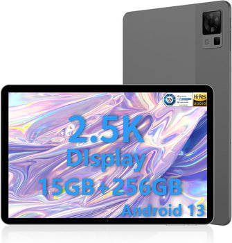 DOOGEE T30 Pro 11-inch Tablet – 2.5K Display, 15GB RAM + 256GB ROM (TF up to 2TB), 20MP/8MP Cameras, Android 13, 4G-LTE, Wi-Fi (2.4GHz & 5GHz), Face Unlock, Bluetooth 5.2, 8580mAh Battery, 33W Fast Charging, Grey