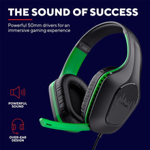 Trust Gaming GXT 415X Zirox Lightweight Gaming Headset – 50mm Drivers, 3.5mm Jack, 1.2m Cable, Foldaway Microphone, Over-Ear, Wired – Black/Green