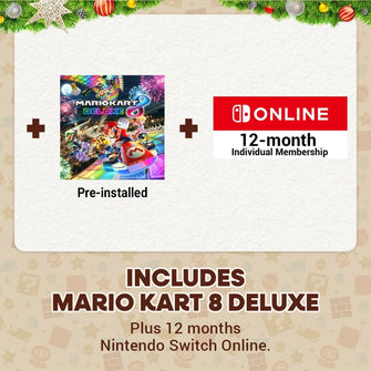 Nintendo Switch OLED White Bundle – Includes Mario Kart 8 Deluxe & 12-Month Nintendo Switch Online Membership