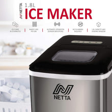 Buy NETTA,NETTA Ice Maker Machine, 12kg/24hr, Quick 10-Min Cubes, 1.8L Tank, No Plumbing Needed, Includes Scoop & Basket, Stainless Steel/Black - Gadcet UK | UK | London | Scotland | Wales| Near Me | Cheap | Pay In 3 | Small Kitchen Appliances