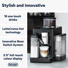 De'Longhi Rivelia EXAM440.55.B, Fully Automatic Coffee Machine with LatteCrema Hot, Automatic Milk Frother, Compact Size Bean to Cup Coffee Machine, 16 Recipes, Full Touch Coloured Display Black