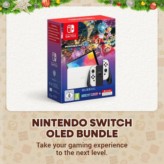 Nintendo Switch OLED White Bundle – Includes Mario Kart 8 Deluxe & 12-Month Nintendo Switch Online Membership