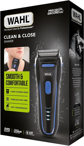 Buy WAHL,Wahl Clean and Close, Men’s Shaver, Electric Shavers for Men, Beard Shaving, Face Shaver, Flex Foil, Waterproof, Easy Clean, Rubber Grip, LED Power Display, Black and Blue - Gadcet UK | UK | London | Scotland | Wales| Near Me | Cheap | Pay In 3 | Shaving & Grooming