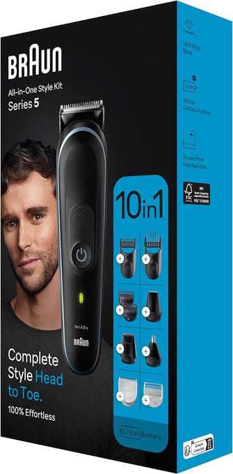 Buy Braun,Braun 10-in-1 All-in-One Style Kit Series 5, Male Grooming Kit With Beard Trimmer, Hair Clippers, Nose and Ear& Precision Trimmer, Gifts for Men, UK 2 Pin Plug, MGK5445, Black - Gadcet UK | UK | London | Scotland | Wales| Near Me | Cheap | Pay In 3 | Shaving & Grooming Accessories