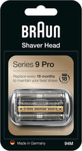 Braun Series 9 ORIGINAL Electric Shaver Replacement Head, Easily Attach Your New Shaver Head, Also Compatible with Series 9 Pro Electric Razors, 94M, Silver