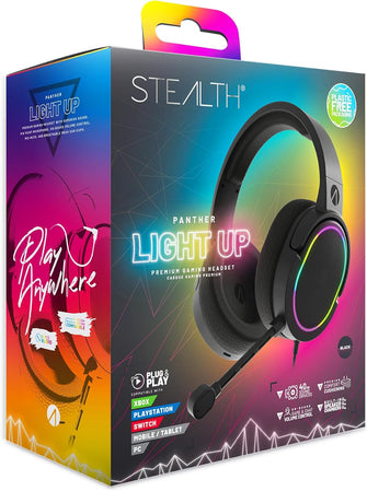 Stealth Panther LED Premium Gaming Headset, Compatible with Xbox, PS4/PS5, Switch, PC