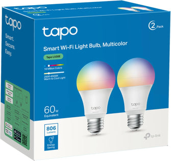 Tapo L530E (2-Pack) E27 Smart Bulb - Alexa & Google Voice Control, Multicolour, Dimmable, 8.3W (60W), Schedule, Timer, Energy Saving, Away Mode