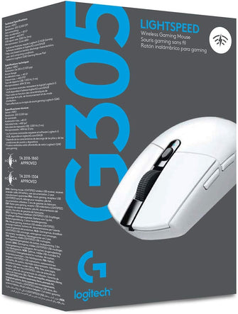 Logitech G305 LIGHTSPEED Wireless Gaming Mouse, HERO 12K Sensor, 6 Programmable Buttons, 250h Battery, White