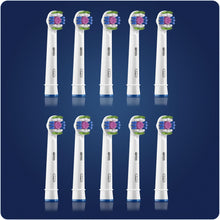 Oral-B 3D White Electric Toothbrush Heads with CleanMaximiser - 10 Pack, Angled Bristles for Plaque Removal, White