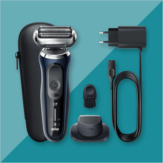 Braun Series 7 Electric Shaver for Men, 71-B1200s, with EasyClick Precision Trimmer, 360° Flex, Wet & Dry, Cordless, Rechargeable, Blue