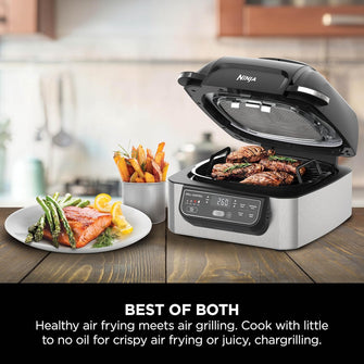 Ninja Foodi Health Grill & Air Fryer 5.7L (AG301UK) – 5-in-1 with Cyclonic Air Technology – Air Fry, Grill, Bake, Roast, Dehydrate – Black/Silver