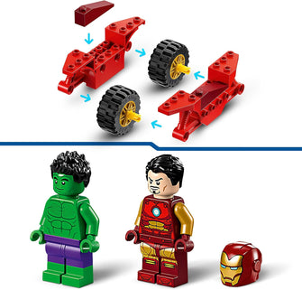 LEGO Marvel Iron Man with Bike & The Hulk - Super Hero Building Toy, Collectible Playset with Vehicle & Minifigures, Gift for Boys & Girls Aged 4+ - 76287