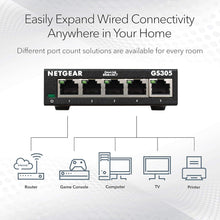 NETGEAR GS305 5-Port Gigabit Ethernet Switch – Plug-and-Play, Silent Operation, Desktop or Wall Mount