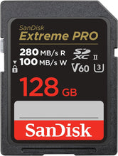 SanDisk 128GB Extreme PRO SDXC – V60, UHS-II, 280MB/s, 6K/4K UHD, Durable with RescuePro