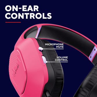 Trust Gaming GXT 418P Rayne Lightweight Gaming Headset - 3.5mm Jack, 50mm Drivers, Foldaway Microphone, Over-Ear, Wired, 2m Cable, Compatible with PC, Xbox, PS4, PS5, Switch, Mobile - Pink