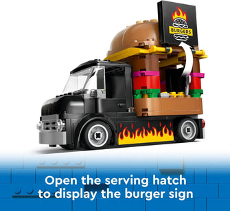 LEGO City Burger Van (60404) – Food Truck Toy for Kids 5+ with Vendor Minifigure & Accessories – Imaginative Vehicle Playset