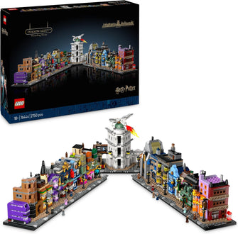 LEGO Harry Potter Diagon Alley Wizarding Shops Building Set – Microscale Brick-Built Stores & 12 Microfigures, Collectible Display Model, Gift Idea for Adults – Model 76444