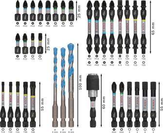 Bosch Professional 35-Piece Pick & Click Drill Bit Set with Universal Holder for Impact Drivers