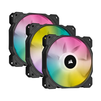 Corsair iCUE SP120 RGB ELITE 120mm PWM Triple Fan Kit - iCUE Lighting Node CORE, AirGuide Technology, 8 RGB LEDs, Low Noise (18 dBA), Up to 1500 RPM - Black