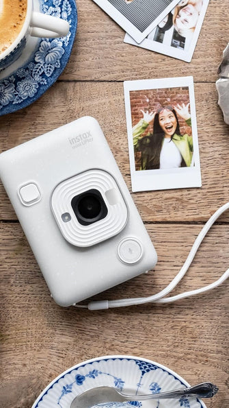 INSTAX Mini LiPlay Hybrid Instant Camera, 2.7" LCD, Micro SD, USB-C Charging, Misty White