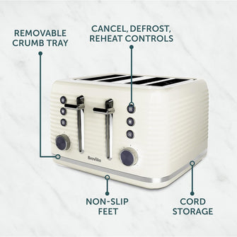 Buy BREVILLE,Breville Zen 4-Slice Cream Toaster with High Lift & Wide Slots | Cream & Silver Chrome - Gadcet UK | UK | London | Scotland | Wales| Near Me | Cheap | Pay In 3 | Toaster