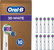 Oral-B 3D White Electric Toothbrush Heads with CleanMaximiser - 10 Pack, Angled Bristles for Plaque Removal, White