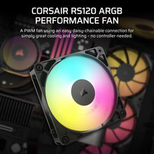 Corsair RS120 ARGB 120mm PWM Fan - Daisy-Chain Connection, Low-Noise, Magnetic Dome Bearing, Single Pack - Black