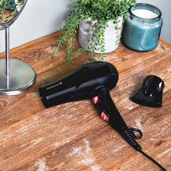 Remington Hair Dryer [Compact Blow Dryer] My Stylist (Powerful 1900W Performance, 2 Heat/Speed Settings with Cool Shot, Fast Dry Concentrator, Ceramic Ionic Grille for Even Heat, Black/Pink) D2000