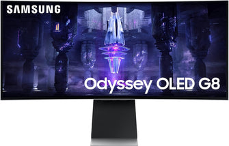 Samsung Odyssey G8 34" Curved OLED UWQHD Gaming Monitor, 0.1ms, 175Hz, HDMI 2.1, Smart Platform, Speakers