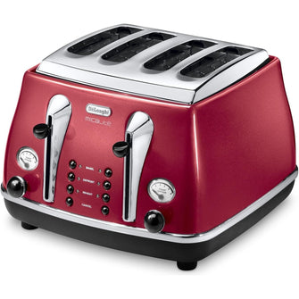 Buy De'Longhi,De'Longhi Icona Micalite CTOM4003R 4-Slice Toaster - Red - Gadcet UK | UK | London | Scotland | Wales| Near Me | Cheap | Pay In 3 | Small Kitchen Appliances