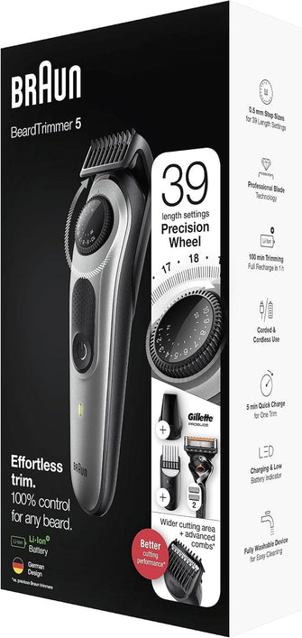 Buy Braun,Braun Men's Beard Trimmer Series 5 & Hair Clippers with Gillette Fusion5 ProGlide Razor, 39 Length Settings, UK 2 Pin Plug, BT5260, Black/Silver - Gadcet UK | UK | London | Scotland | Wales| Near Me | Cheap | Pay In 3 | Shaver & Trimmer