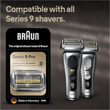 Braun Series 9 ORIGINAL Electric Shaver Replacement Head, Easily Attach Your New Shaver Head, Also Compatible with Series 9 Pro Electric Razors, 94M, Silver