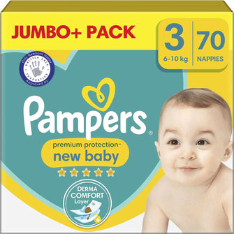 Buy Pampers,Pampers Premium Protection New Baby Jumbo Pack Size 3, 6-10kg, 70 Nappies - Gadcet UK | UK | London | Scotland | Wales| Ireland | Near Me | Cheap | Pay In 3 | Health & Beauty